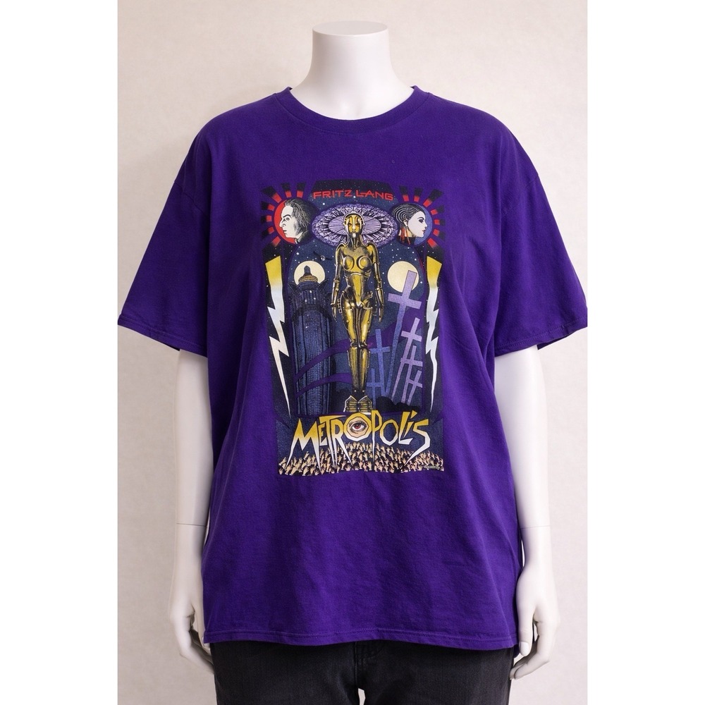Metropolis Movie Graphic T Shirt XL Purple Fritz Lang Sci Fi Film Tee‎